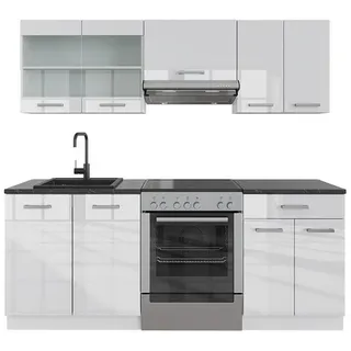 Vicco Küchenzeile R-Line 200 cm Weiß Hochglanz