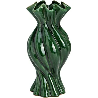 Vase , Dunkelgrün , Stein , 14.0x30.0x14.0 cm , Dekoration, Weihnachtsdekoration