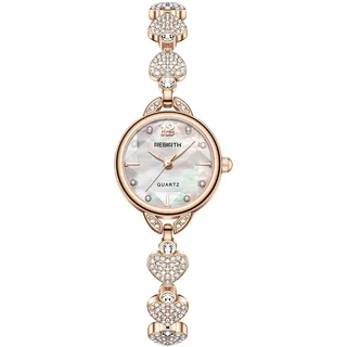 OIDEA Damen Uhren Armbanduhr mit Strass: Rosegold Uhr Analog Quarz Edelstahl mit Rund Zifferblatt Elegant Herz Strasssteine Geschenk für Frauen Freundin Schwester