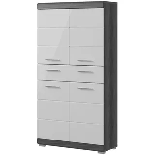 inn.furn Midischrank Weiß Hochglanz grau 74 cm, 4-türig Shawn