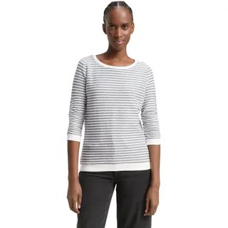 Tom Tailor Denim Damen Sweatshirt mit Raffarm & Streifenmuster, 26032 - Blue White Structured Stripe, M