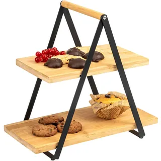 eluno Etagere, Metall, Bambus , Schwarz , Holz , 32 cm , Geschirr, Tischkultur & Serviergeschirr, Etageren