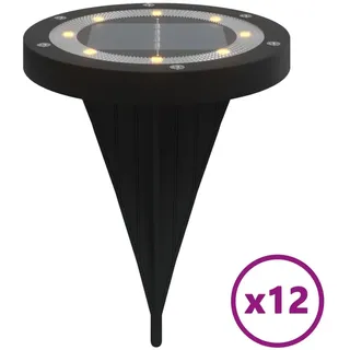 vidaXL Solar-Bodenleuchten mit Erdspieß 12 Stk. Warmweiß - Schwarz