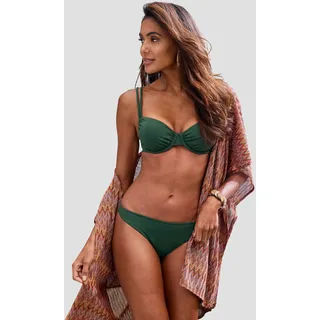 Bügel-Bikini-Top COPENHAGEN STUDIOS "Nela", Damen, Gr. 38, Cup B, grün (dunkelgrün), Rippware, Recycling-Polyamid, strukturiert, unifarben, Bikini-Oberteile Bügel-Bikini-Top, mit Doppelträgern