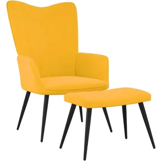 Relaxsessel mit Hocker Senfgelb Samt - Gelb