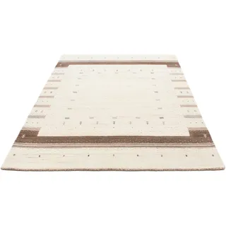 morgenland Wollteppich »Loribaft Bordüre Beige 200 x 142 cm«, rechteckig, 18 mm Höhe, Sehr weicher Flor, beige