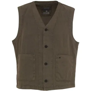 camel active Herren Casual Weste aus einem Baumwoll-Leinenmix Oliv Braun, menswear-48