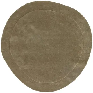 benuta Pure Wollteppich Shape Hellgrün ø 200 cm rund , Textil , Beton Optik , Freiform , 200x200 cm , Gots , pflegeleicht , Teppiche und Böden, Teppiche, Schafwollteppiche