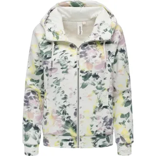 Sweatjacke RAGWEAR "Sweatjacke Fllawia Print", Damen, Gr. M, bunt (light combo), Obermaterial: 70% Baumwolle CO. 30% Polyester PES., Sweatjacken Sweatjacke