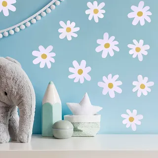 36 Stück Wandtattoo Kinderzimmer Weiß Gänseblümchen Selbstklebend Wandtattoo Wandsticker Wanddeko Diy Wandaufkleber Boho Für Mädchen Und Jungen Babyzimmer Schlafzimmer Kinderzimmer Deko(Weiß)