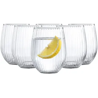 Glasmark KROSNO 1992 Highball Gläser 6er Set 465 ml | Große Longdrinkgläser Geriffelt für Cocktail & Eistee