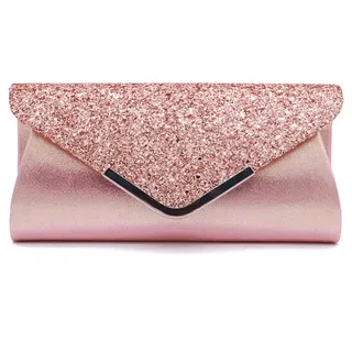 CORIOS Damen Clutch Tasche Envelope Abendtasche Pailletten Henkeltasche Glitzer Hochzeit Brautbörse Glänzend Umhängetasche Elegante Schultertasche für Hochzeit Abschlussball Bankett-Party Rosa A