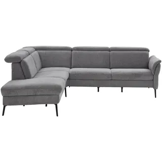 Cantus Ecksofa , Grau , Metall , Ottomane links, L-Form , 275x235 cm , Goldenes M , Typenauswahl, Lederauswahl, Stoffauswahl, Armteil rechts, Fußauswahl, seitenverkehrt erhältlich, Rückenfutter , Wohnzimmer, Sofas & Couches, Wohnlandschaften, Ecksofas
