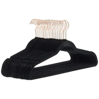 Amazon Basics Kleiderbügel Samt Schwarz/Roségold 30 St.