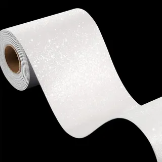 FunStick Glitzerfolie Möbelfolie Selbstklebend Weiß Glitzer Klebefolie Creme Weiß Möbel Bordüre Selbstklebend Badezimmer Wasserfest Tapetenbordüre Bastelpapier Wand Deko Wohnzimmer Aufkleber 10CM×5M