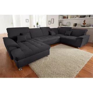 DOMO collection Wohnlandschaft Flachgewebe 3-Sitzer Grau