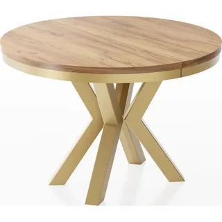 WFL GROUP Esstisch Eiche Wotan, Holzwerkstoff, 10-Sitzer, Rund,Rund, 120x76x120 cm, Esszimmer, Esstische