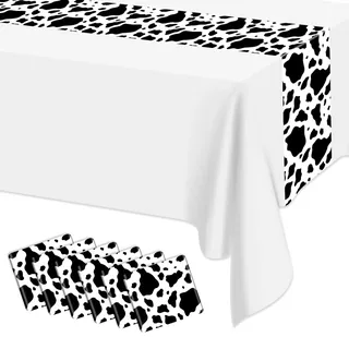 Hegbolke 6 Stück Kuh Druck Tisch Läufer, 14 x 108 in schwarz und weiß Kuh Tisch Läufer Bauernhof Kuh Druck Tischtuch Western Tischtuch für Geburtstag Western Barnyard Home Küche Tischdekorationen