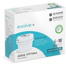 Aqua Optima Wasserfilterkartusche, Evolve+ 6er Pack (Vorrat für 6 Monate), kompatibel mit Brita Maxtra+ & PerfectFit, 5-stufiges Filtersystem reduziert Chlor, Kalk und andere Verunreinigungen