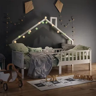 VitaliSpa Hausbett Noemi 90 x 200 cm Kiefer massiv weiß