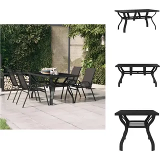 vidaXL Gartentisch Schwarz 140x70x70 cm Stahl und Glas - Gartentische - Schwarz