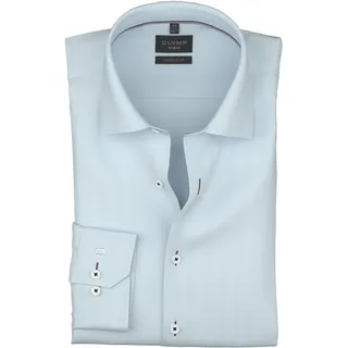 Langarmhemd OLYMP "No 6 six", Herren, Gr. 40, N-Gr, hellblau, Web, Obermaterial: 100% Baumwolle, unifarben, sehr schmal normal, 2-Knopf-Manschette, Hemden Langarmhemd, super slim, Kentkragen, Businesshemd