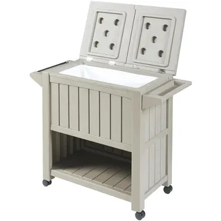 casa.pro Outdoor-Servierwagen ‘Arsita’ - Beige , Kunststoff , 102x87x47 cm , Esszimmer, Servierwagen