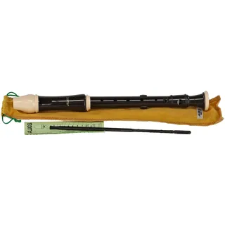 Aulos C-Sopran Blockflöte Robin 204A deutsche Griffweise dunkelbraun, komplett mit Tasche, Wischerstab und Grifftabelle