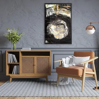 Leinwandbild QUEENCE "Abstrakt Schwarz", weiß (farbe rahmen: schwarz, farbe bild(er): weiß), B:40cm H:60cm T:2cm, Canvas, Holzrahmen, Bilder, Leinwandbild, mit einem Schattenfugenrahmen veredelt