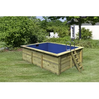 Karibu Rechteckpool 396 x 309 x 125 cm inkl. Boden-Schutzplane, Poolleiter