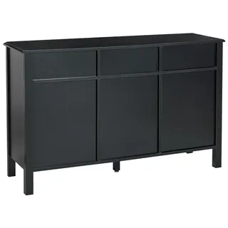 BELIANI Sideboard Schwarz MDF-Platte 120 x 39 x 75 cm mit 3 Türen 3 Schubladen Goldenen Griffen Metallgestell Modern Wohnzimmer Büro Schlafzimmer Flur - Schwarz, Gold