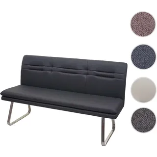 Sitzbank HWC-H70, Esszimmerbank Bank Polsterbank, Rückenlehne Stoff/Textil Edelstahl gebürstet ~ gra