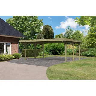 Karibu Doppelcarport Classic 5,64 x 3,96 m braun inkl. Pfostenanker