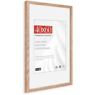 HIMEETIME® 1x Bilderrahmen für 40 x 60 cm Natur Holz Eiche Dünner Rahmen,Picture Frame 40x60cm,Mittelgroßer Collage-Rahmen mit Folienabdeckung – Nur zur Wandmontage