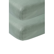 Bild 565222 Jersey Spannbetttuch, 2er-Pack, 70x140/150 cm (Kinderbett), Stone Green 100% Baumwolle