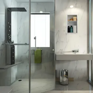 Wandregal Badezimmer - verstellbarer Boden - Tür - Magnetschloss - schmal - weiß - Weiß