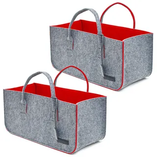 Dunedesign Filztasche Kaminholzkorb - 2er Set - 50x25x25cm - Shopper Einkaufstasche , Rot , Kunststoff , Rechteckig , 25x25x50 cm , Freizeit & Co, Heimwerken, Werkzeug, Werkzeugzubehör