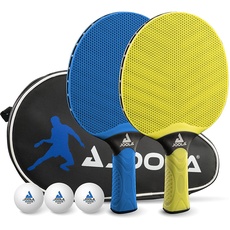 Bild Vivid Outdoor 2 Tischtennisschläger + 3 Tischtennisbälle Tischtennishülle, Lime/blau, 6-teilig