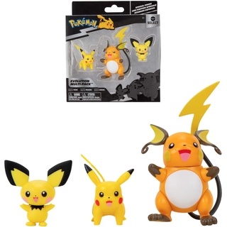 Pokémon Bandai Evolution Pichu, Pikachu & Raichu – Figur Pichu 5 cm + Figur Pikachu 8 cm + Figur Raichu 10 cm – JW2778