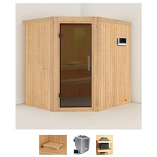 Bild von Sauna »Stine«, (Set), 9 KW-Bio-Ofen mit externer Steuerung beige