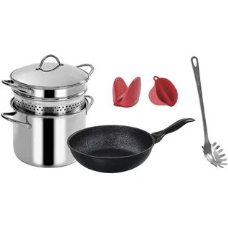 Barazzoni Pastamania C/Boden, Servispagetti Med, Wok Granitica Extra Ind, 2 Silikon-Topflappen MY utnesil