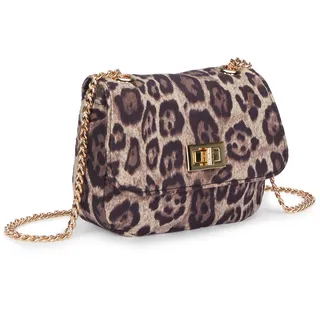 Umhängetasche VIVANCE, Damen, Gr. B/H/T: 19cm x 14cm x 4cm, beige, Textil, Taschen Umhängetasche, Minibag, Handtasche, Henkeltasche, Crossbody Bag, Leo-Optik VEGAN