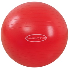 BalanceFrom Anti-Platz- und Rutschfester Gymnastikball Yoga-Ball Fitnessball Geburtsball mit Schnellpumpe, 0,9 kg Kapazität (48-55 cm, M, Rot)