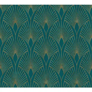Vliestapete New Walls Art Deco Muster Glanz Leicht Strukt. Grün Gold FSC®