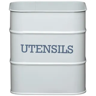 KitchenCraft Living Nostalgia Metallhalter für Küchenutensilien, Küchenaufbewahrungsbehälter für Holzlöffel, Besteck und Koch-/Backwerkzeug, 15 x 16 cm – French Grey