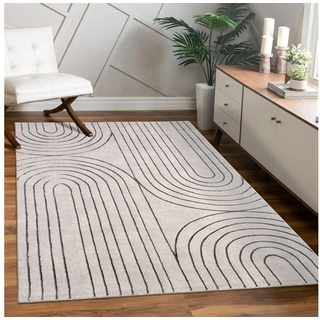 Paco Home Teppich Wohnzimmer Kurzflor Regenbogen, Hoch-Tief Struktur, Scandi-Look, grau 3 -