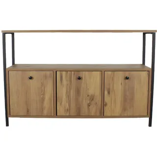 Calicosy Buffet 3 Türen, Nussbaum-Dekor, L120 cm - Nero , Holzwerkstoff , 30x75x120 cm , Kleinmöbel, Kommoden, Sideboards
