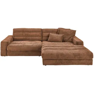 Ecksofa Lana Cord Recamiere rechts rost