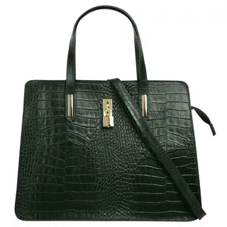 Cluty Henkeltasche Leder Dunkelgrün