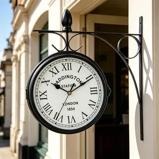 JHY DESIGN Doppelseitige Uhr 21 Zentimeter Metall Bahnhofsuhr Wasserdicht Wanduhr Hängende Retro Gartenuhr Rund Dekoruhr mit Wandhalterung für Zimmer Haus Außenbereich